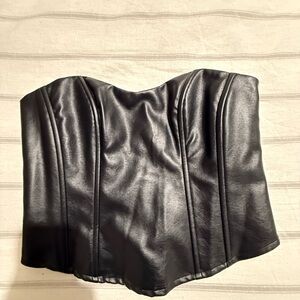 Black Faux Leather Corset Top